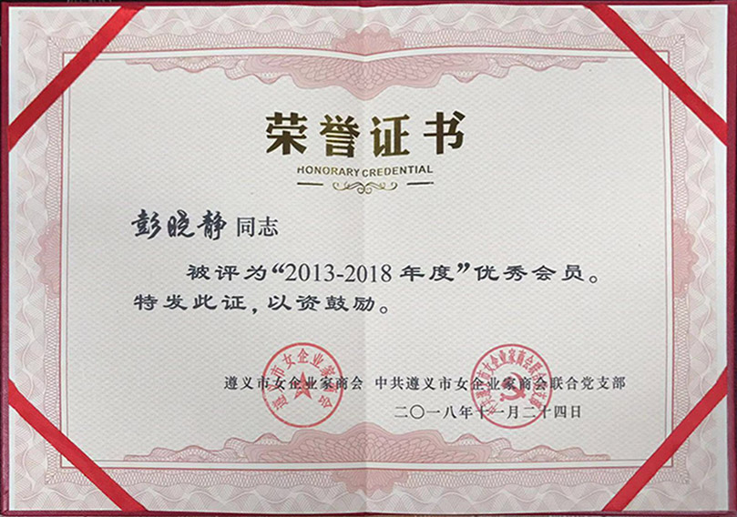 优秀会员荣誉证书